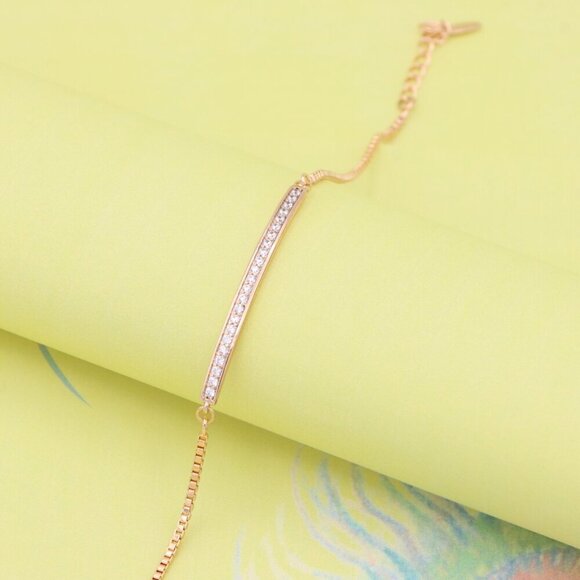 "Elegant Rose Gold Bracelet with Sparkling Crystal Bar Accent, XPBL1011 - Picture 5 of 12